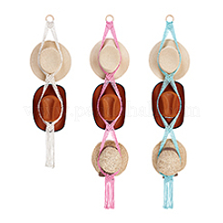 3шт. 3-х цветная вешалка для шляп из хлопка с деревянной отделкой&nbsp;ODIS-PH0001-78