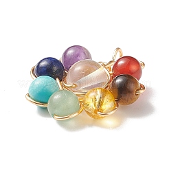 7 подвеска из бисера из медной проволоки с драгоценными камнями чакры PALLOY-TA00008