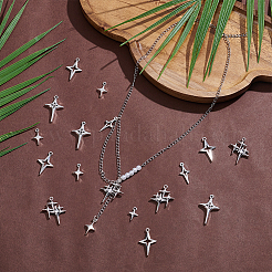 96pcs6スタイルチベットスタイルアロイペンダント  スターのチャーム  アンティークシルバー  14.5~32x9~23x2~4mm  穴：1.4~1.8mm  16個/スタイル&nbsp;FIND-UN0010-25