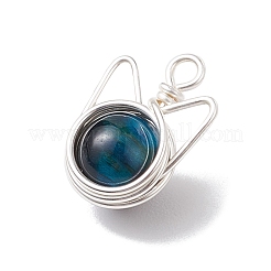 4 шт. 4-х цветные круглые бусины с натуральным тигровым глазом&nbsp;PALLOY-TA00151