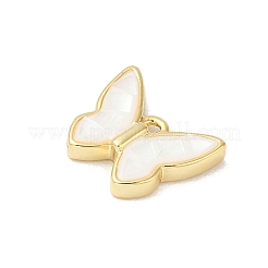 Подвески-бабочки из латуни и ракушек с эпоксидной смолой&nbsp;KK-K380-02G-01