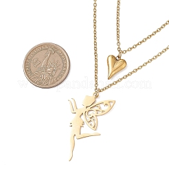 Colgante de hada y corazón de acero inoxidable 304&nbsp;NJEW-JN05810-01