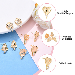 8 шт. 4 стиля латунных сережек-гвоздиков с микропаве из кубического циркония&nbsp;KK-YW0003-14