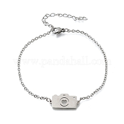 201 камера из нержавеющей стали с браслетами в форме сердца BJEW-B128-04P