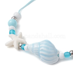 Регулируемые плетеные браслеты из синтетической бирюзы BJEW-JB11707