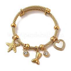 Браслеты с подвесками из нержавеющей стали 304 для женщин BJEW-Z141-01G