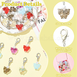 20 шт. подвеска в виде бабочки из прозрачного стекла и АБС-пластика&nbsp;HJEW-YW00269