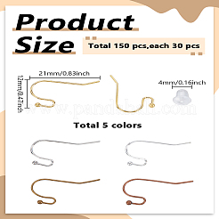 150 шт. 5 цвета латунные крючки для серег для дизайна серег&nbsp;KK-LP0001-80