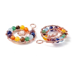 Gros pendentifs en laiton et pierres naturelles mélangées&nbsp;FIND-E023-03