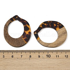 透明樹脂とクルミ材のペンダント  オーバル  38x31x3.5mm  穴：2mm&nbsp;RESI-I354-03A