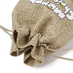 Bolsas de embalaje de arpillera impresas navideñas bolsas con cordón&nbsp;ABAG-Q053-02A-09