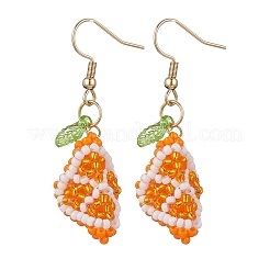 Boucles d'oreilles pendantes orange en perles de verre faites à la main&nbsp;EJEW-MZ00540-02