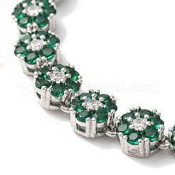 Браслеты-цепочки с цветочным звеном из латуни и циркония для женщин&nbsp;BJEW-A018-03P-05