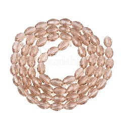 透明ガラスビーズ連売り  ライス  多面カット  バリーウッド  8~9x5~6mm  穴：0.9~1mm  約67~68個/連  22.83~23.62インチ（58~60cm）&nbsp;GLAA-N071-01A-A06