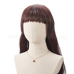 天然ルドラクシャ ラウンド ビーズ ペンダント ネックレス  女性用304ステンレスジュエリー  ゴールドカラー  17.76インチ（45.1cm）&nbsp;NJEW-JN04203-02