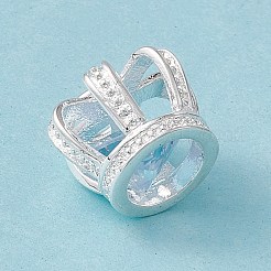 真鍮キュービックジルコニアクラウンペンダント  銀色のメッキ  17x11mm&nbsp;KK-BB11576