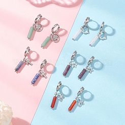 Серьги-кольца из нержавеющей стали 304 с камнями разных цветов&nbsp;EJEW-JE06791