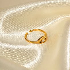Verstellbarer offener Manschettenring aus 304er Edelstahl mit Zirkonia für Damen&nbsp;LS-DT5559
