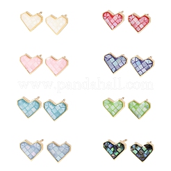 Серьги-гвоздики в форме сердца из латуни и эмали EJEW-I322-06G