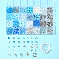 Наборы для изготовления браслетов из круглых стеклянных и пластиковых бусин своими руками&nbsp;DIY-FS0007-56A