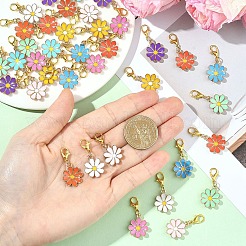50 шт. 10 стиля подвесных украшений в виде цветов из сплава и эмали&nbsp;HJEW-YW00268