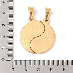 304ステンレススチール製スプリットペンダント  エナメル  陰陽のチャームが付いたフラットラウンド  ゴールドカラー  30.5x15.5x2mm  穴：8.5x4.5mm&nbsp;STAS-S001-02G
