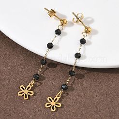 Boucles d'oreilles à pampilles en verre et acier inoxydable 304&nbsp;EJEW-G453-05G-01