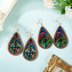 2 пара двухцветных акриловых сережек-подвесок для женщин&nbsp;EJEW-TA0001-53B