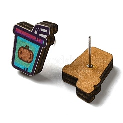 Деревянные серьги-гвоздики EJEW-Z054-01I