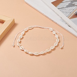 Ожерелье из бисера из натуральной раковины каури и синтетической бирюзы для женщин NJEW-JN04253-01