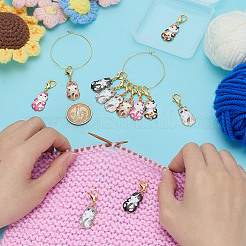 12 шт. 6-х цветные эмалевые подвески-маркеры для фиксации стежков из сплава кошек HJEW-HY00105