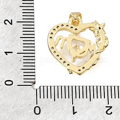 Pendentifs en laiton avec micro pavé de zircone cubique pour la fête des mères&nbsp;KK-E802-37G-F