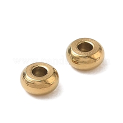 304ステンレススチールビーズ  フラットラウンド  艶出し  イオンプレーティング（ip）  18KGP本金メッキ  3x1mm  穴：1.5mm  約58個/袋&nbsp;SA-CBAF3CF-01A-G