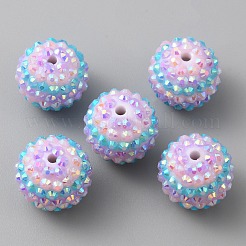 Бусины со стразами из смолы&nbsp;RESI-WH0034-35