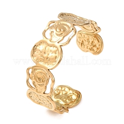 Bracciali rigidi aperti da donna in acciaio inossidabile 304 con fiore di rosa cavo.&nbsp;SA-CBABC9E-01G