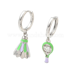 Pendientes de aro colgantes de circonita cúbica con micropavé de latón para mujer&nbsp;EJEW-A168-07P-01
