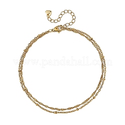 Tobilleras de doble capa con cadena de acero inoxidable 304 de Singapur y satélite para mujer.&nbsp;AJEW-AN00867