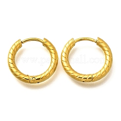 女性用304ステンレスフープピアス  イオンプレーティング（ip）  リング  14KGP本金メッキ  15.5x2.5mm&nbsp;EJEW-M068-11B-G