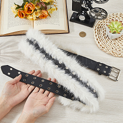 Женские ремни-цепочки из искусственной кожи и искусственного меха черного цвета&nbsp;AJEW-WH20006-388A-01