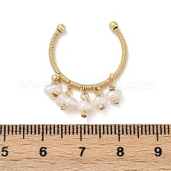 Латунные натуральные пресноводные жемчуга регулируемые открытые манжеты для женщин RJEW-U064-01G