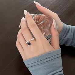 Открытое кольцо-манжета из стерлингового серебра s925 для женщин RJEW-M164-03