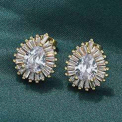 Серьги-гвоздики из циркония&nbsp;EJEW-C139-03G