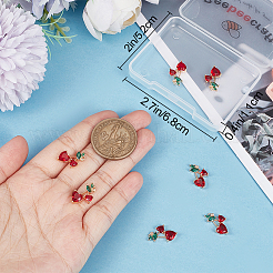 8 шт. латунные темно-красные и зеленые подвески с цирконием&nbsp;ZIRC-BBC0001-98