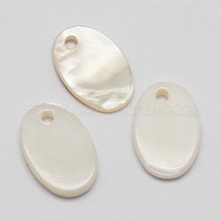 楕円形の淡水シェルのチャーム  乳白色  15x10x2mm  穴：1mm&nbsp;SHEL-M005-32