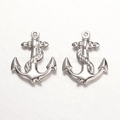 変色しない316サージカルステンレスペンダント  アンカー  ステンレス鋼色  24x18.5x3mm  穴：1mm&nbsp;X-STAS-K096-06P
