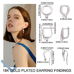 8 шт. 2 стильные серьги-кольца из латуни с микропаве из кубического циркония KK-BBC0001-40