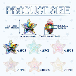 108 шт. 6-цветные радужные переливающиеся прозрачные акриловые бусины с УФ-покрытием OACR-TA0003-62