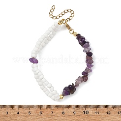 Braccialetti da donna con perline di ametista naturale e perline di vetro.&nbsp;BJEW-JB14137-02