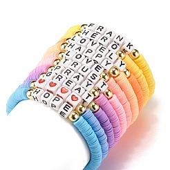 Set di bracciali elasticizzati con parole ispiratrici in stile 10pcs 10&nbsp;BJEW-JB07528