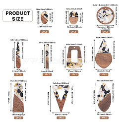 20шт 10 стиля подвески из непрозрачной смолы и орехового дерева&nbsp;RESI-TA0003-69